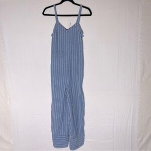 Universal Thread Light Blue W White Stripes Cotton Wide Leg Jumpsuit Overalls XS